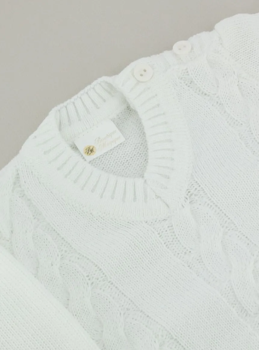 Pull blanc bébé garçon manches longues