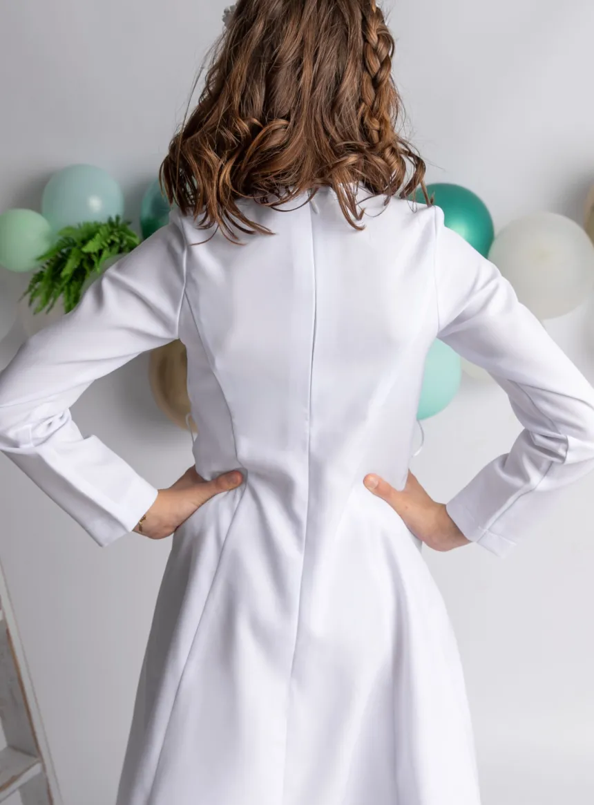 Robe aube communion manches longues Lilas - collection Création