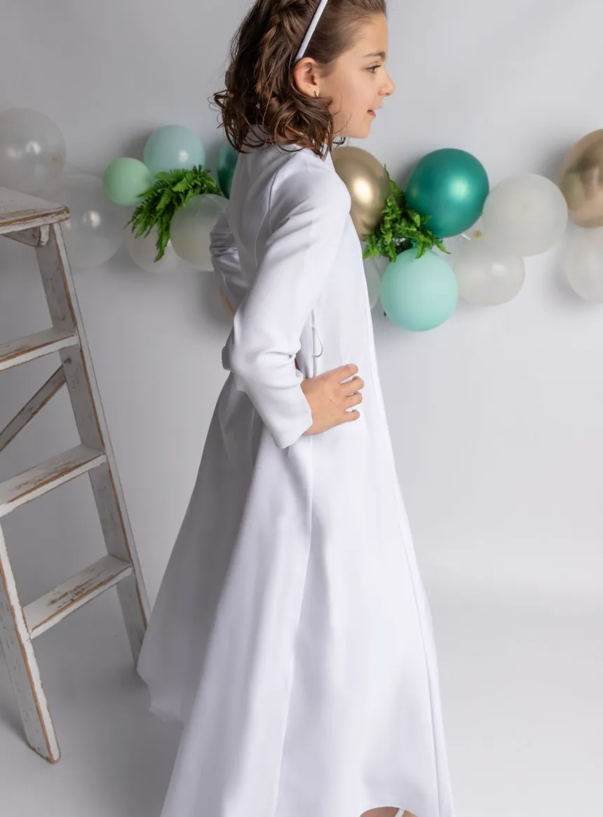 Robe aube communion manches longues Lilas - collection Création