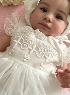Robe bapteme vintage fille + béguin