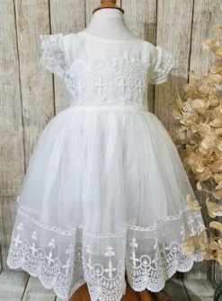 Robe bapteme vintage fille + béguin