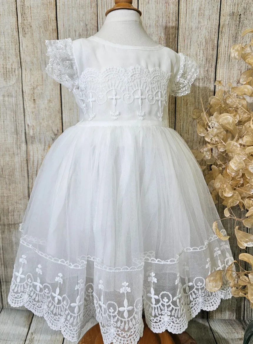 Robe bapteme vintage fille + béguin