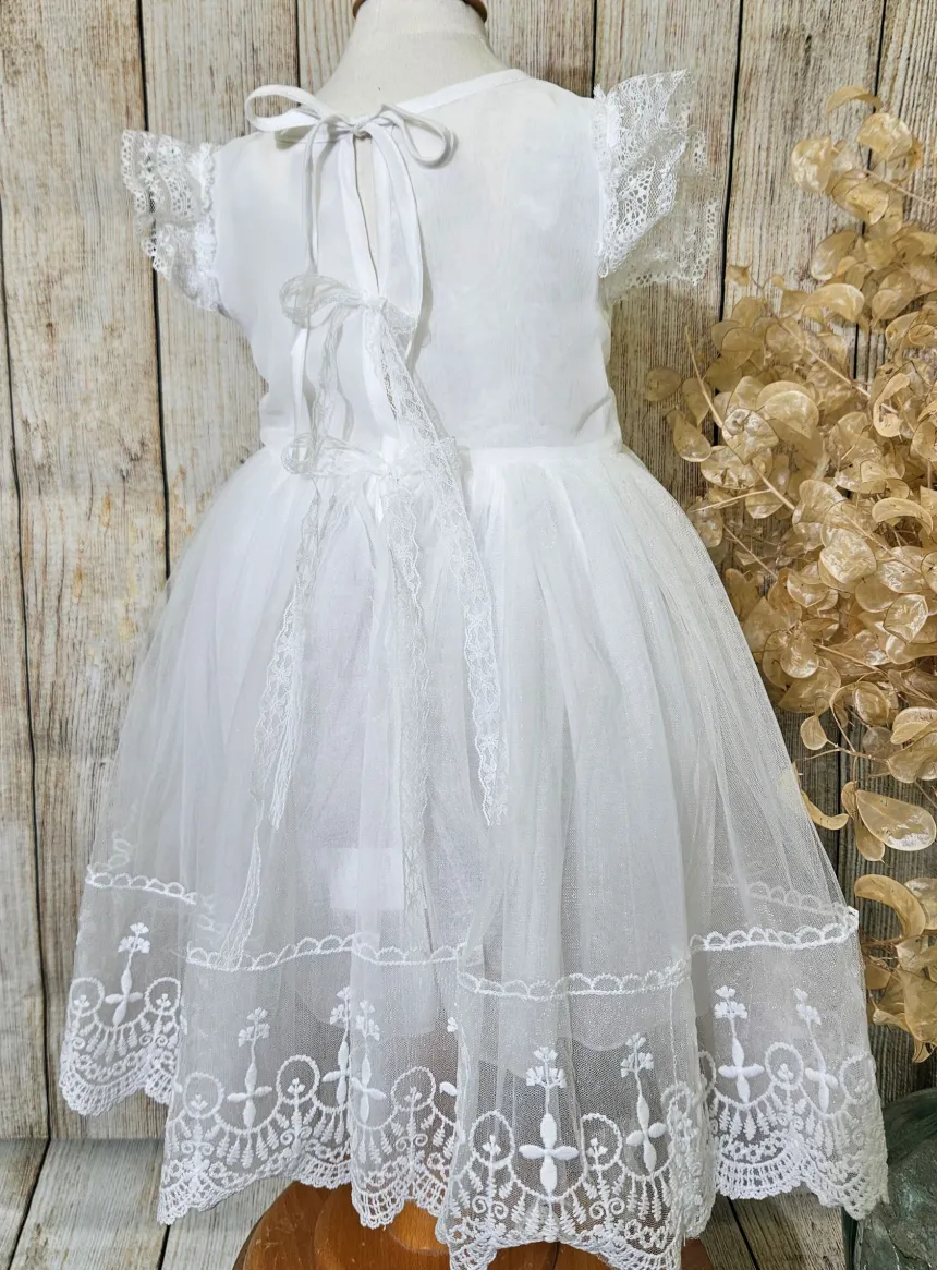 Robe bapteme vintage fille + béguin