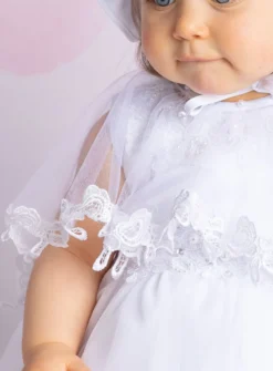Robe baptême avec cape et bonnet Rosa