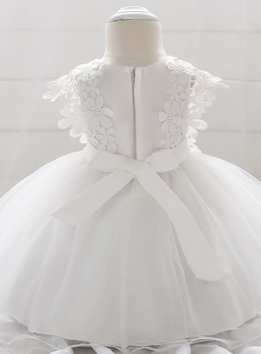 Robe baptême fille dentelle Violette ivoire