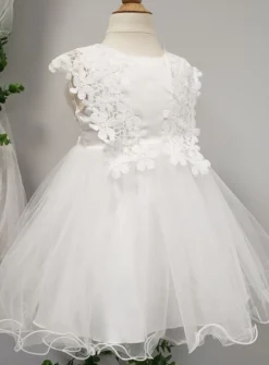 Robe baptême fille dentelle Violette ivoire