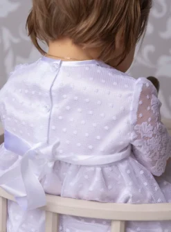 Robe baptême fille + pantalon dentelle bébé fille