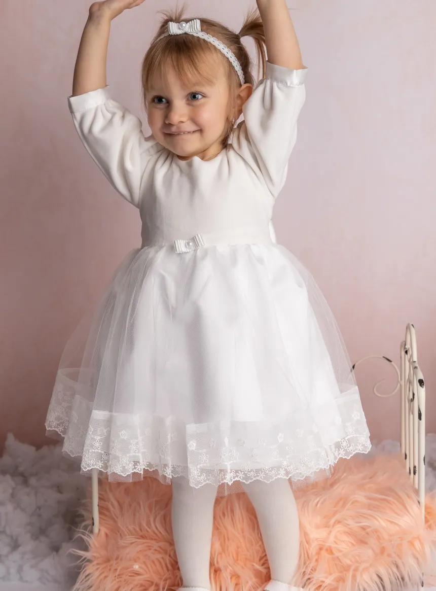 Robe baptême hiver manches longues Eleonore