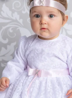 robe baptême longue + bandeau Cassie