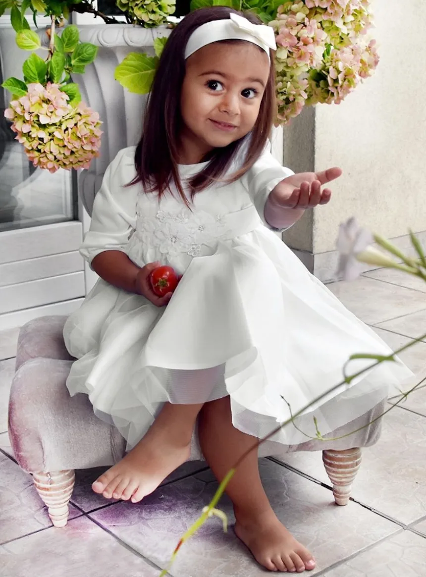 Robe baptême manches longues
