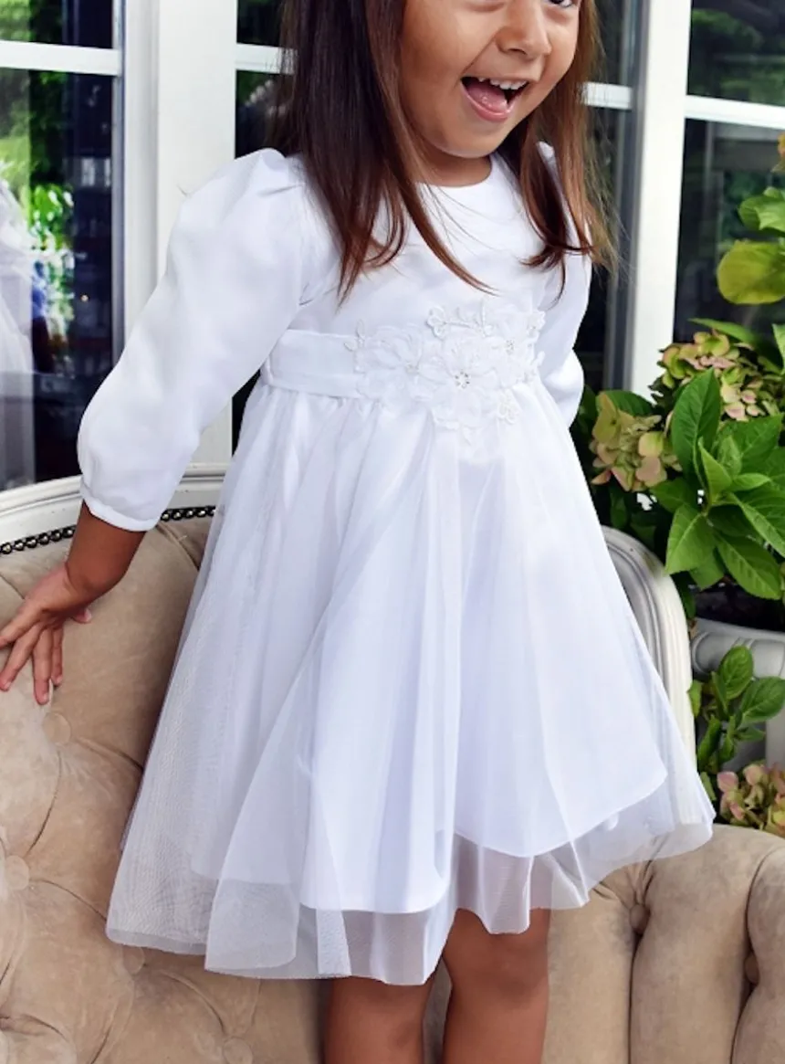 Robe baptême manches longues