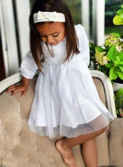 Robe baptême manches longues