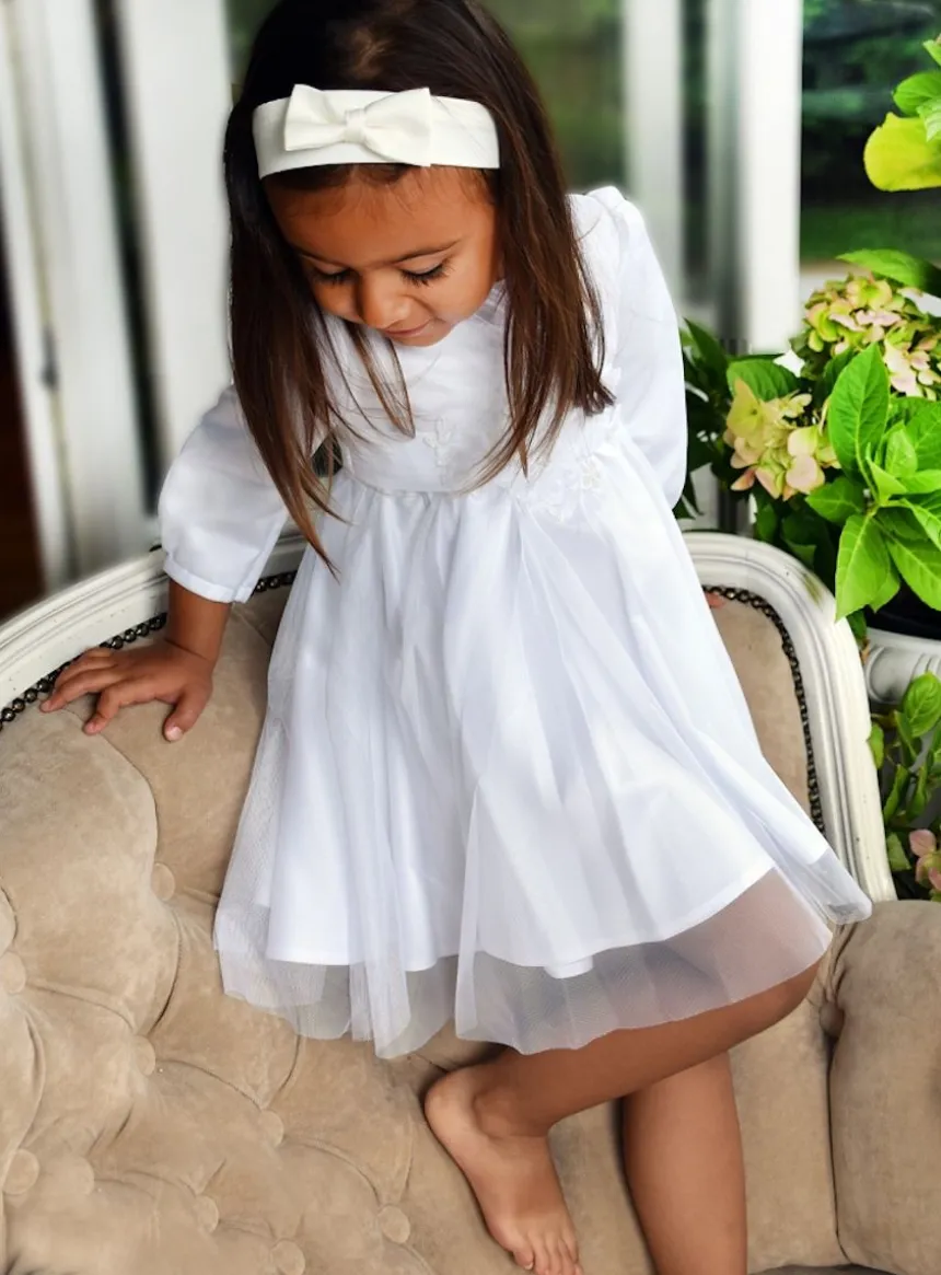 Robe baptême manches longues