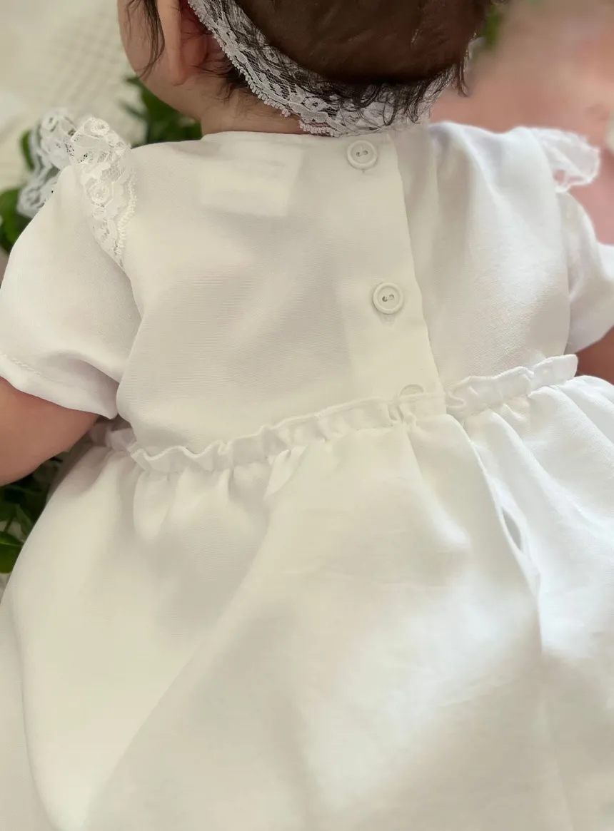Robe barboteuse pour bapteme bébé fille style vintage