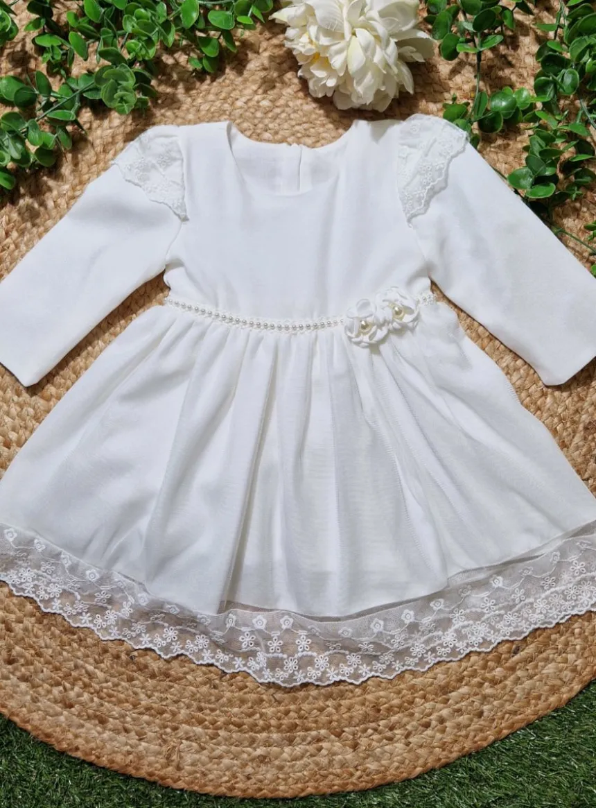 Robe bébé dentelle manches longues