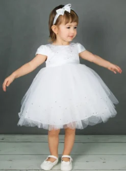 Robe bébé petite fille blanche strass Angéla