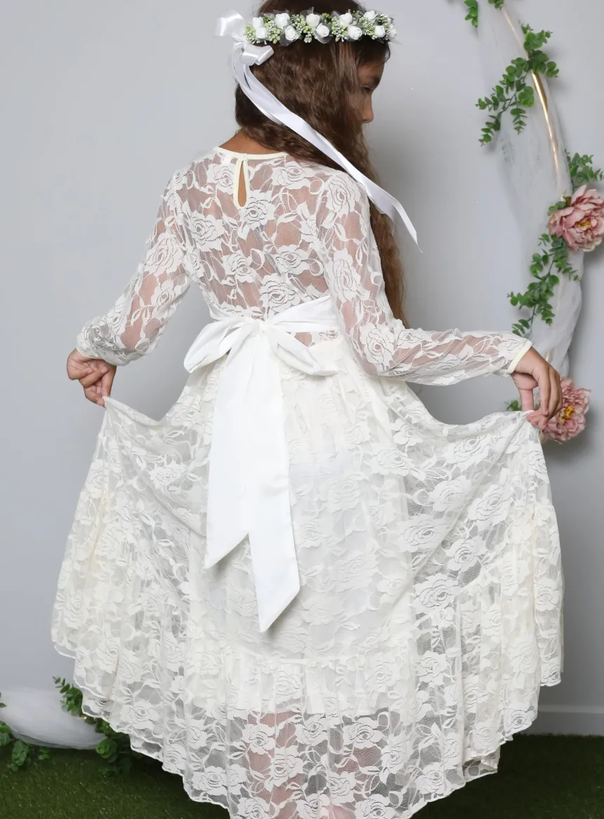 Robe bohème fille en dentelle