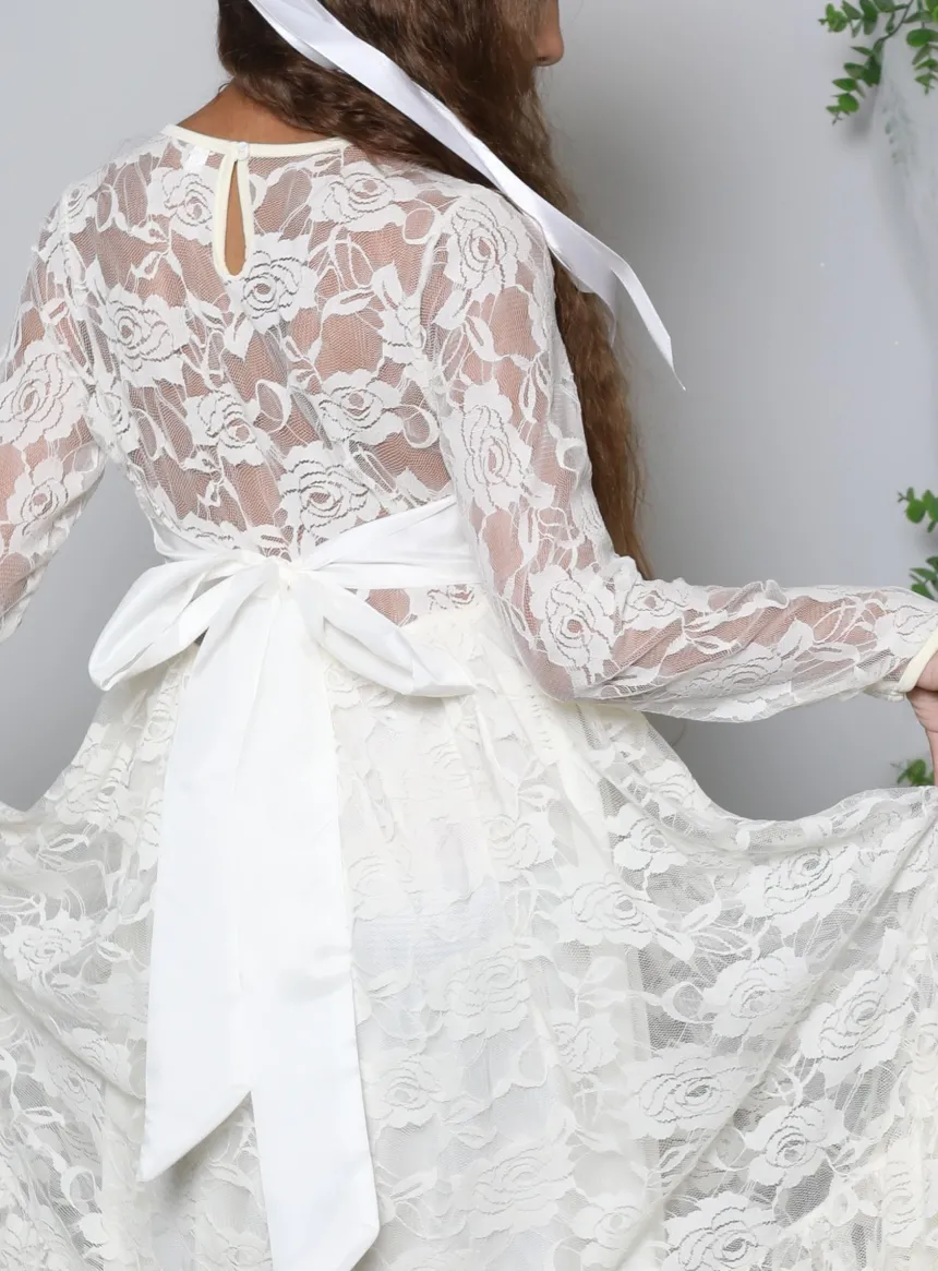 Robe bohème fille en dentelle