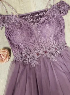 Robe cortège longue femme tulle et dentelle