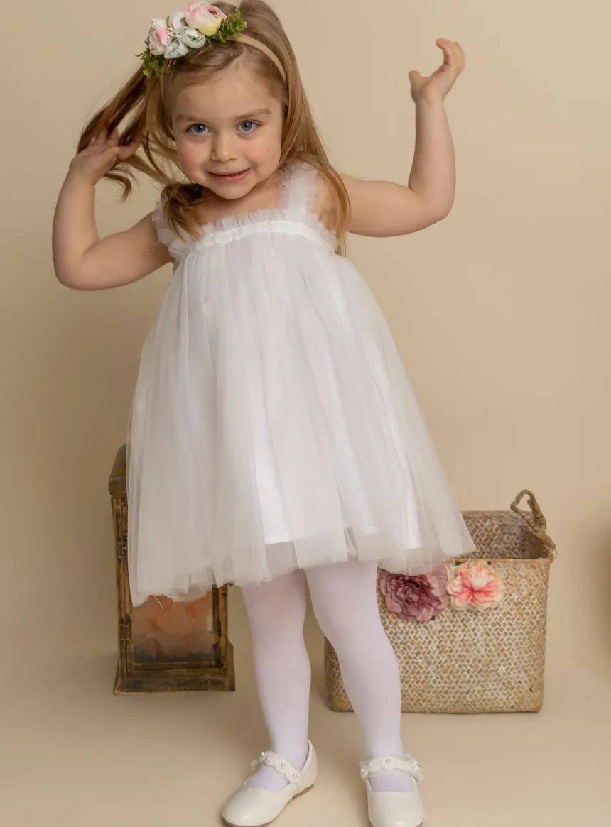Robe cérémonie + bandeau cheveux fleurs Loretta