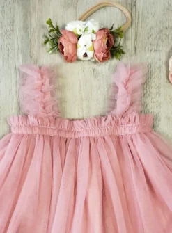 Robe cérémonie + bandeau cheveux fleurs Loretta