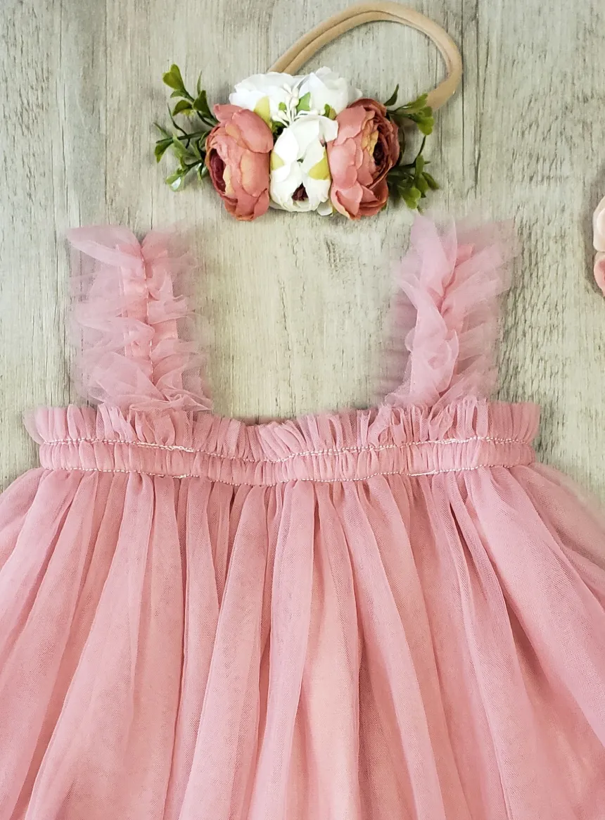 Robe cérémonie + bandeau cheveux fleurs Loretta
