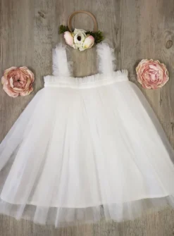 Robe cérémonie + bandeau cheveux fleurs Loretta
