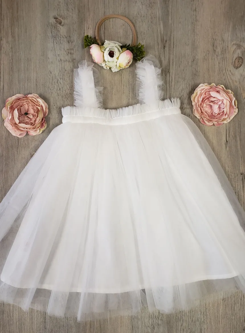 Robe cérémonie + bandeau cheveux fleurs Loretta