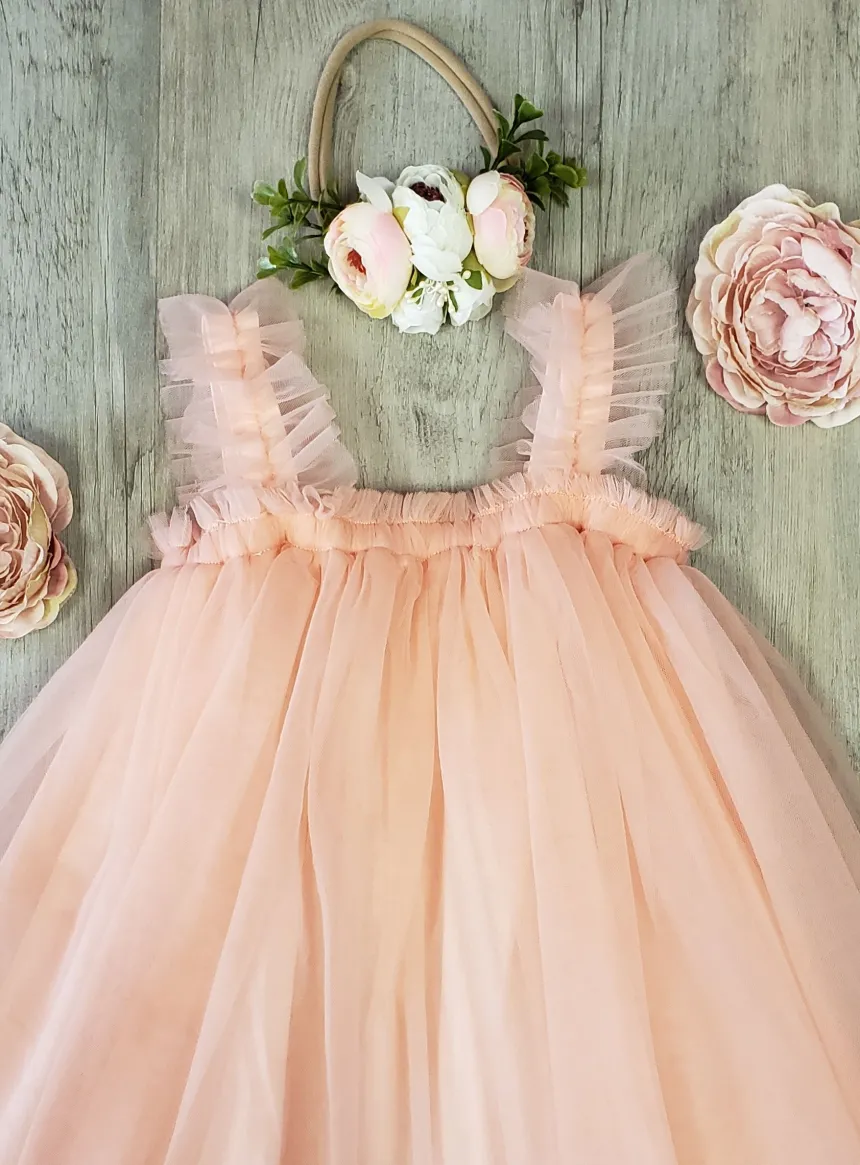 Robe cérémonie + bandeau cheveux fleurs Loretta