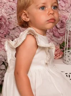 Robe cérémonie bébé fille coton + bandeau