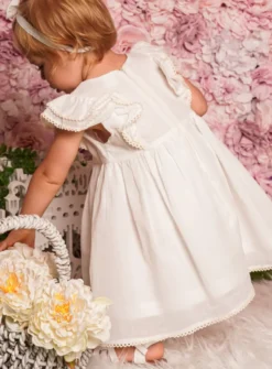 Robe cérémonie bébé fille coton + bandeau