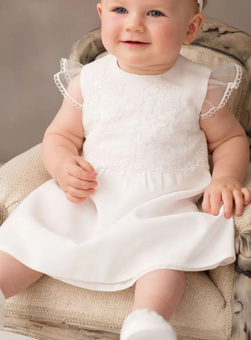 Robe cérémonie bébé Luiza Ivoire - Ecru 3 mois