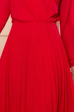 Robe cérémonie courte plissée femme manches longues