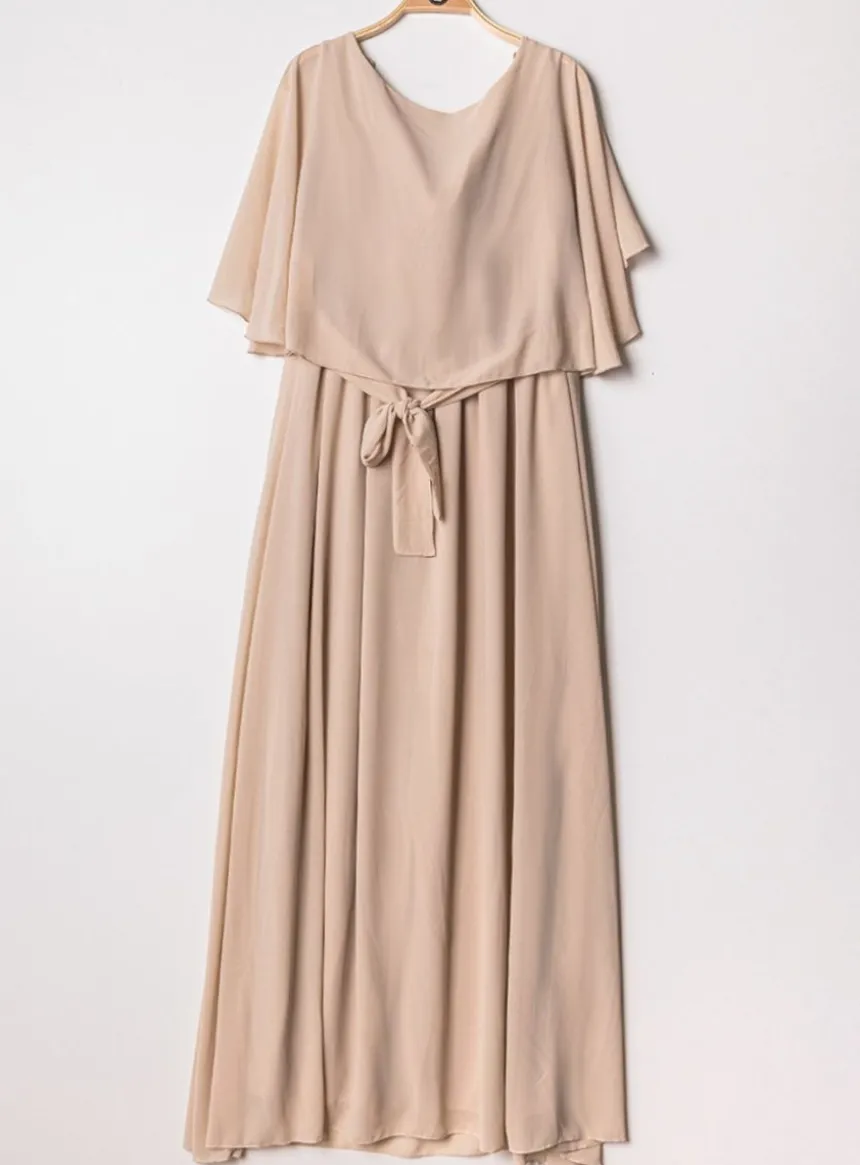 Robe cérémonie femme grande taille cape mousseline
