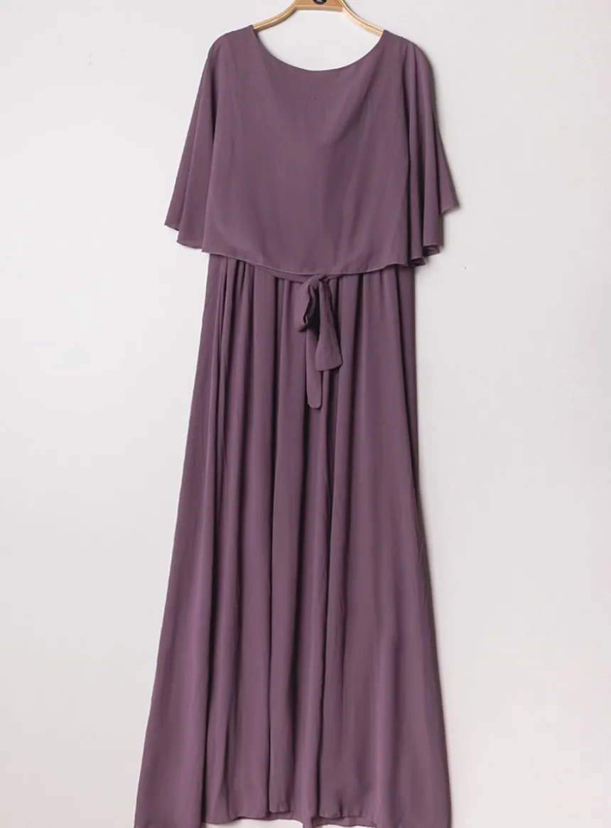 Robe cérémonie femme grande taille cape mousseline