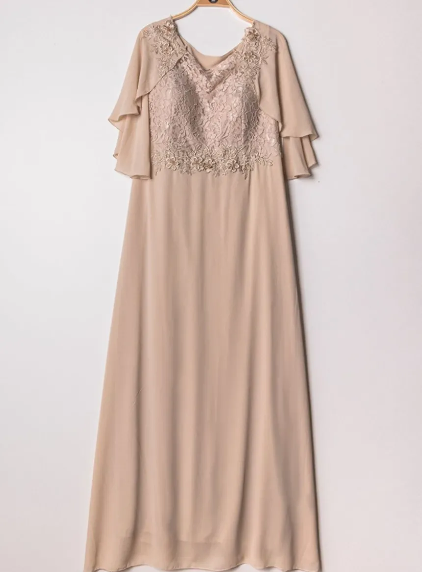 Robe cérémonie femme grande taille cape mousseline