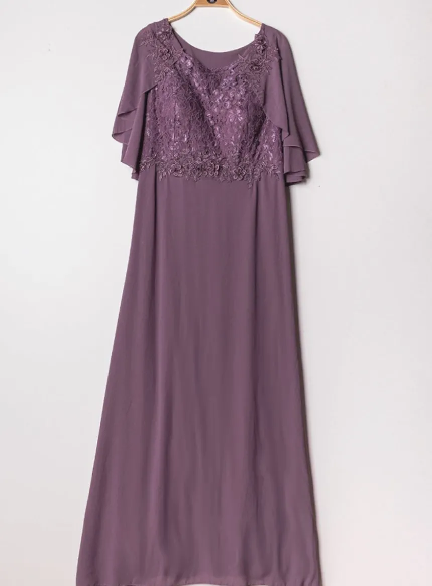 Robe cérémonie femme grande taille cape mousseline