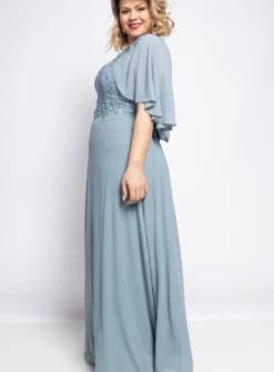 Robe cérémonie femme grande taille cape mousseline