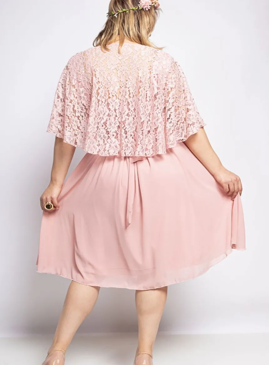 Robe cérémonie femme grande taille cape dentelle Mauve TU Grande Taille