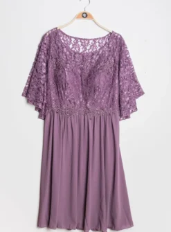 Robe cérémonie femme grande taille cape dentelle Mauve TU Grande Taille