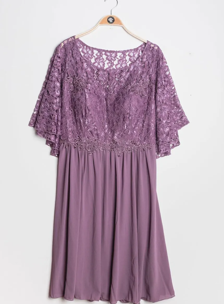 Robe cérémonie femme grande taille cape dentelle Mauve TU Grande Taille