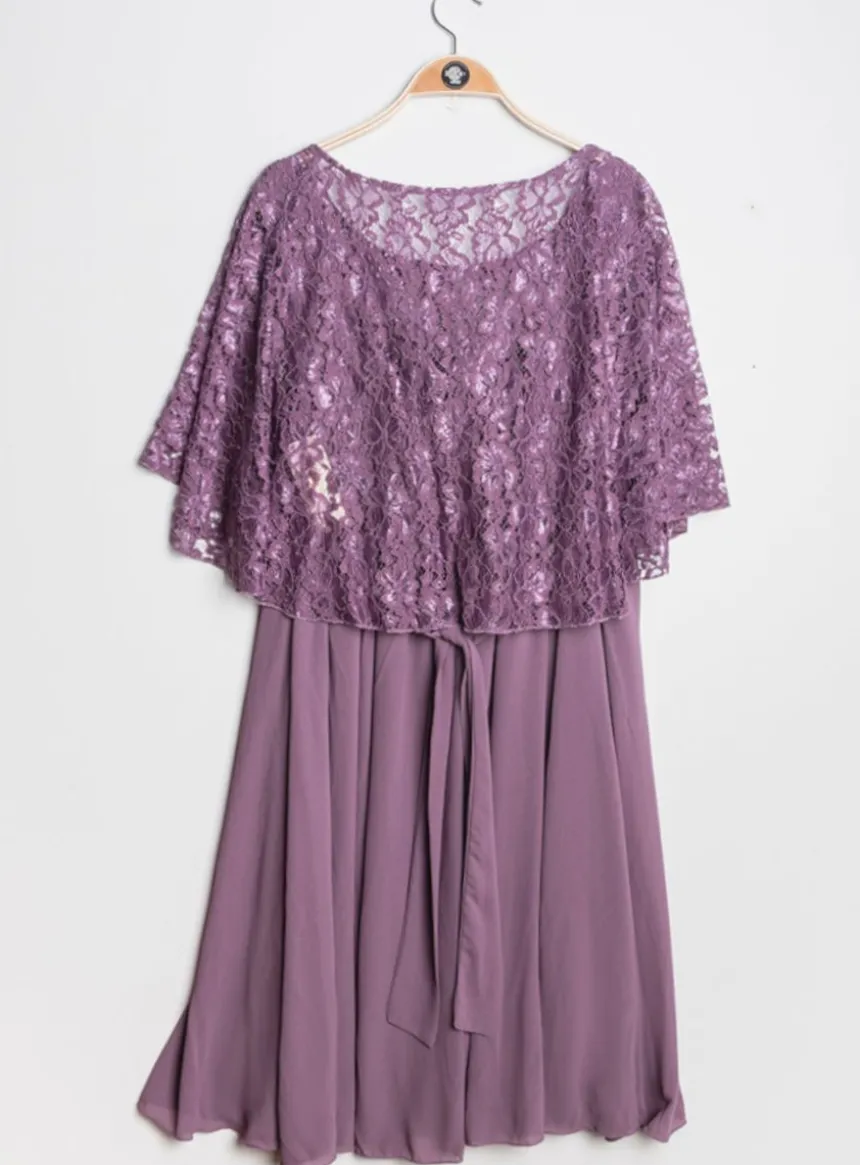 Robe cérémonie femme grande taille cape dentelle Mauve TU Grande Taille