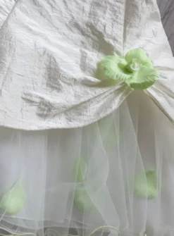 Robe cérémonie fille - bébé Pétale ivoire fleur vert anis Vert anis