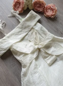 Robe cérémonie fille - bébé Pétale ivoire fleur vert anis Vert anis