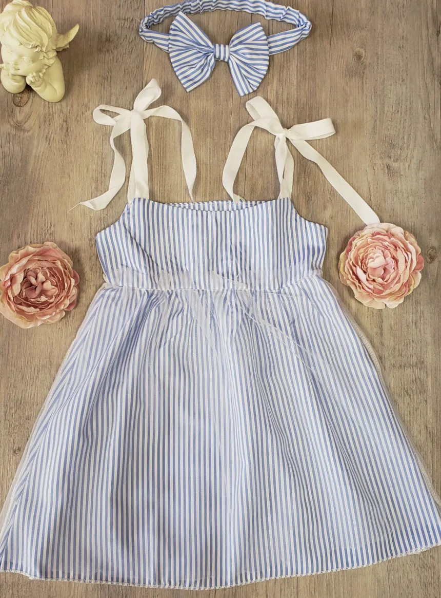 Robe cérémonie fille coton + bandeau