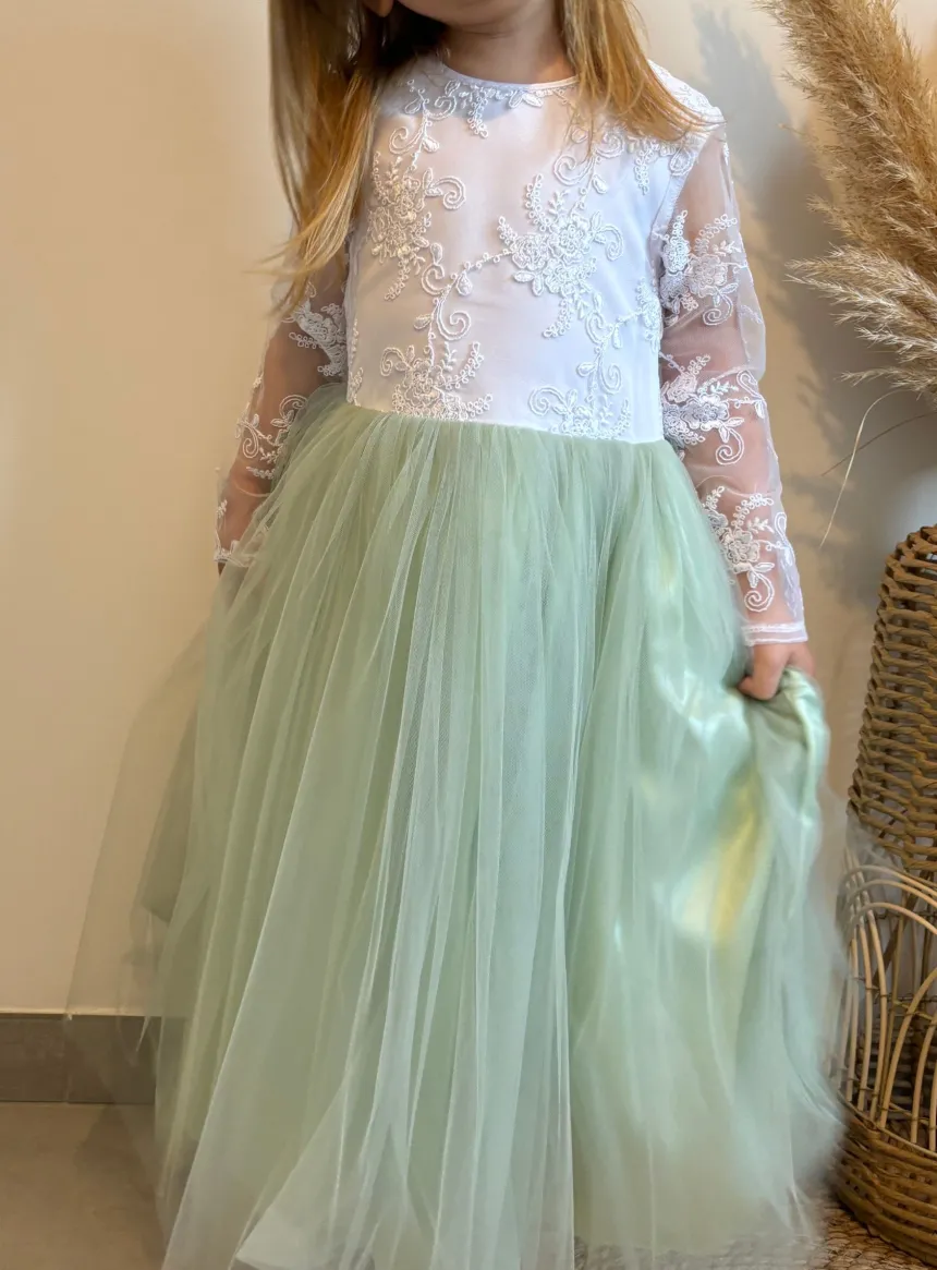 Robe cérémonie fille dentelle V au dos