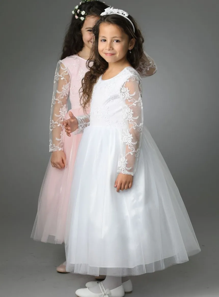 Robe cérémonie fille dentelle V au dos