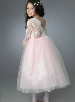 Robe cérémonie fille dentelle V au dos