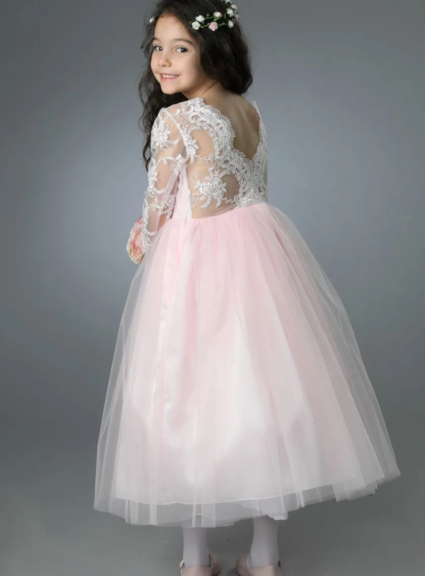 Robe cérémonie fille dentelle V au dos