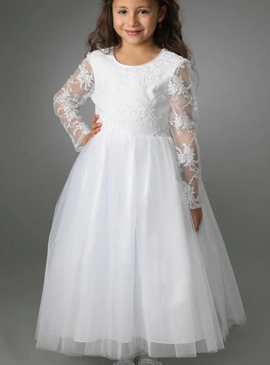 Robe cérémonie fille dentelle V au dos